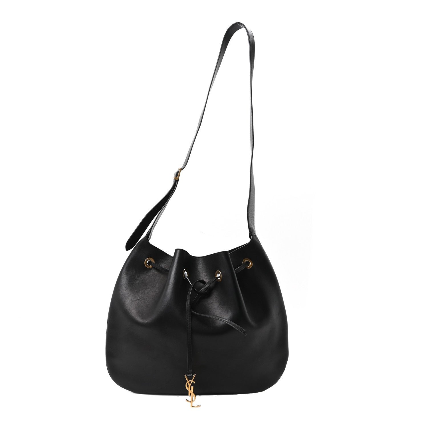 Saint Laurent Smooth Calfskin Paris VII Large Flat Hobo Black