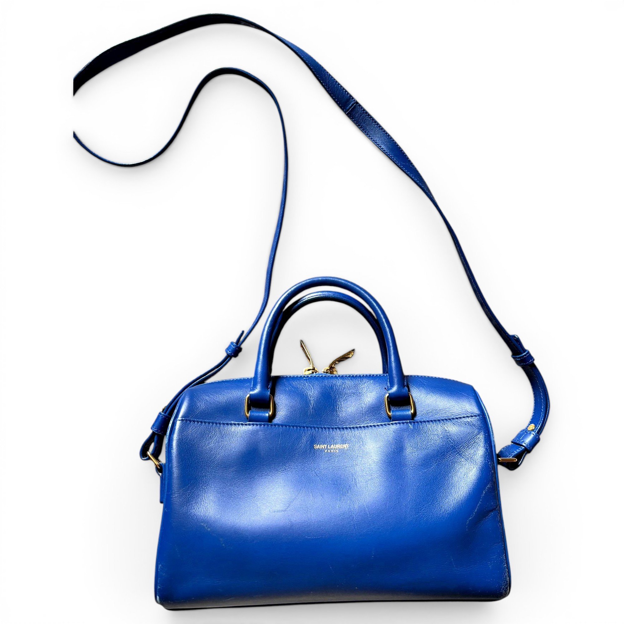 Duffle leather handbag