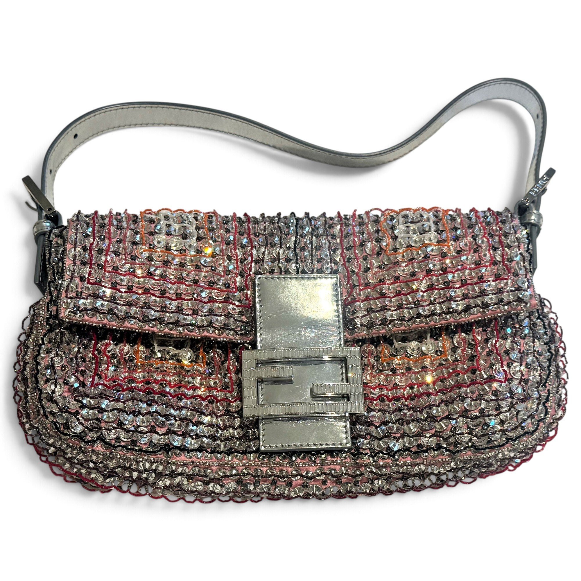 Baguette silk handbag