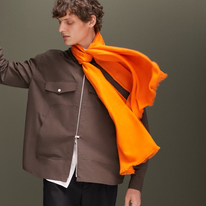 Orange Grand Jacquard Panoplie Equestre Muffler