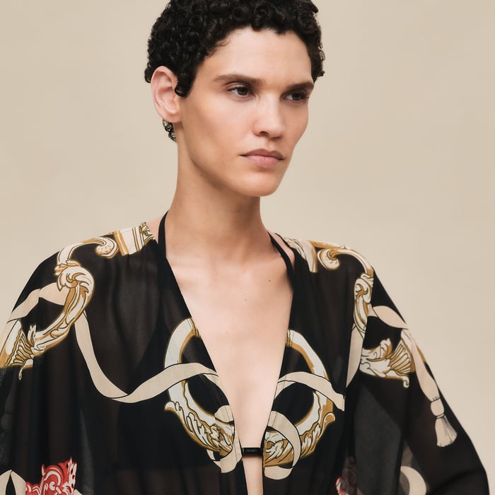 Noir "Ferronnerie Remix" Beach Caftan