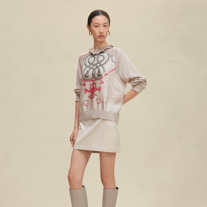 Beige Avoine "Palefroi Remix" Long-sleeve Twillaine Sweater