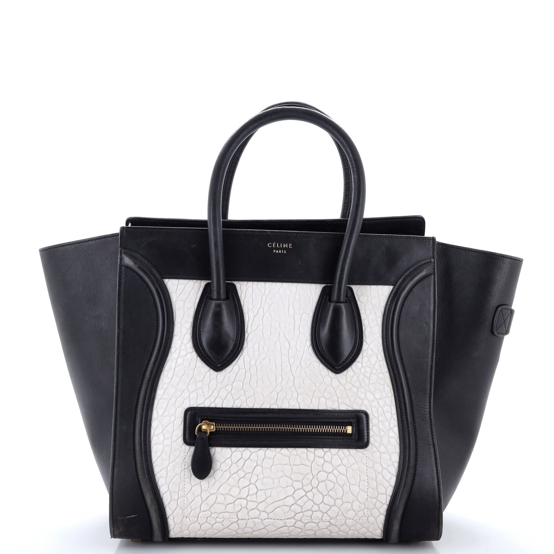 Bicolor Luggage Bag Leather Micro