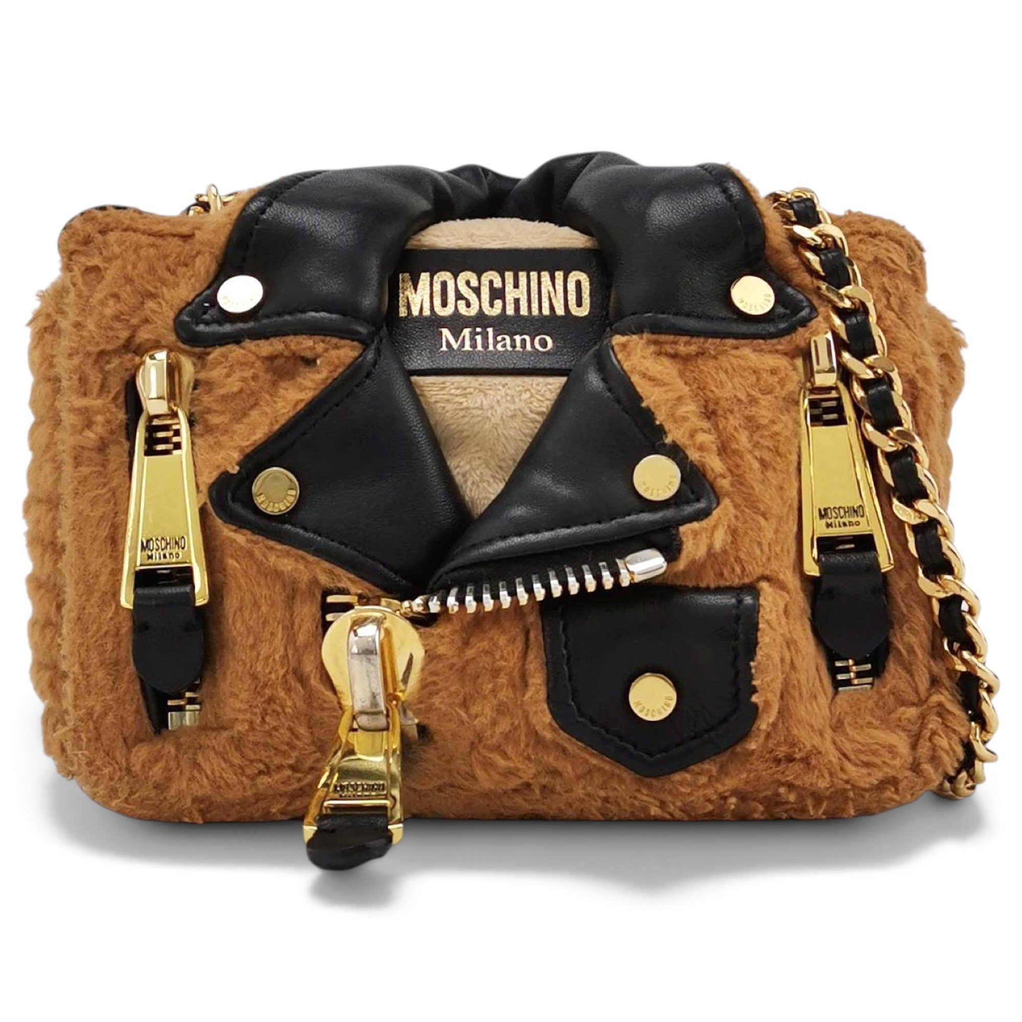 Biker faux fur crossbody bag