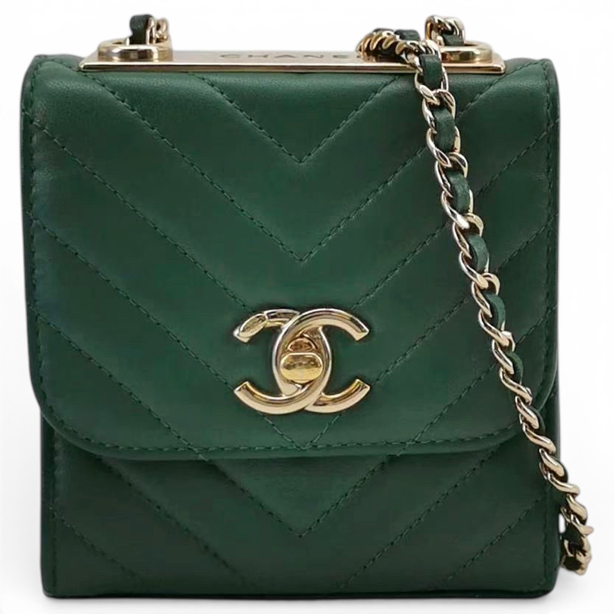Trendy CC leather crossbody bag
