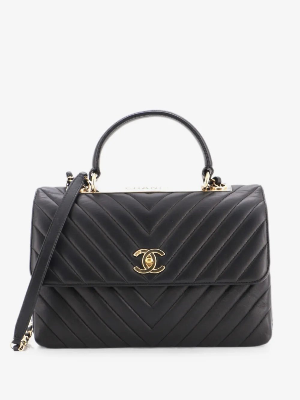 Trendy CC Top Handle Bag Chevron Lambskin Medium satchel