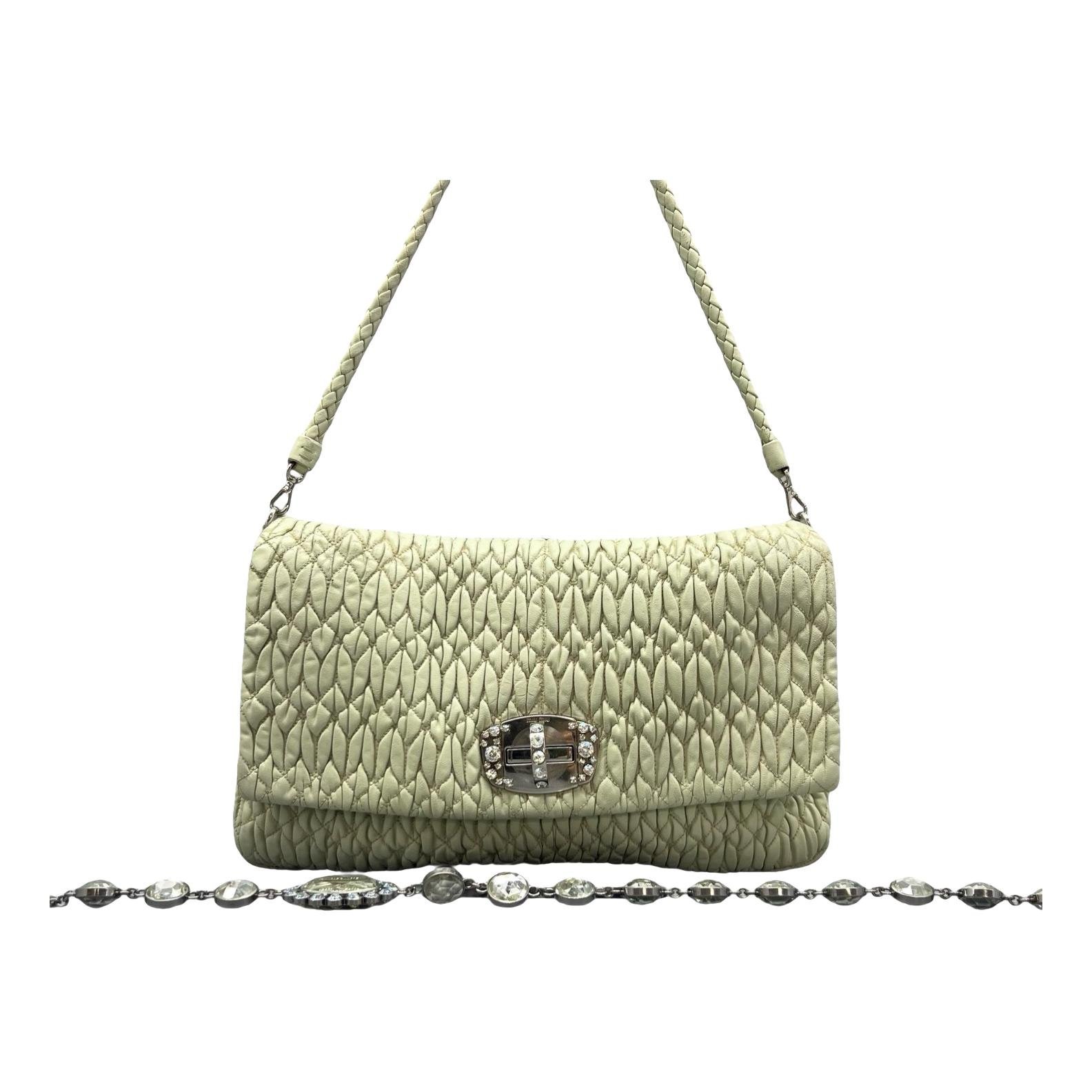 Miu Crystal leather handbag