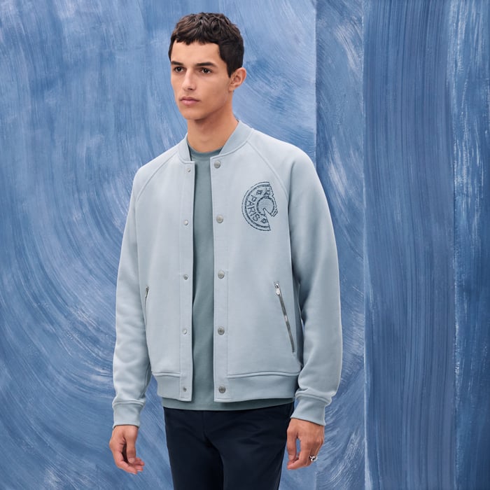 Bleu Glacier Varsity Jacket With Clou De Selle Detail
