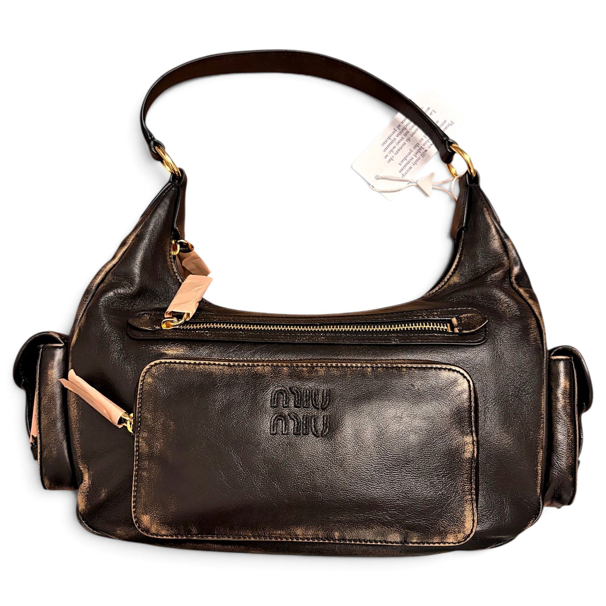 Pocket leather handbag