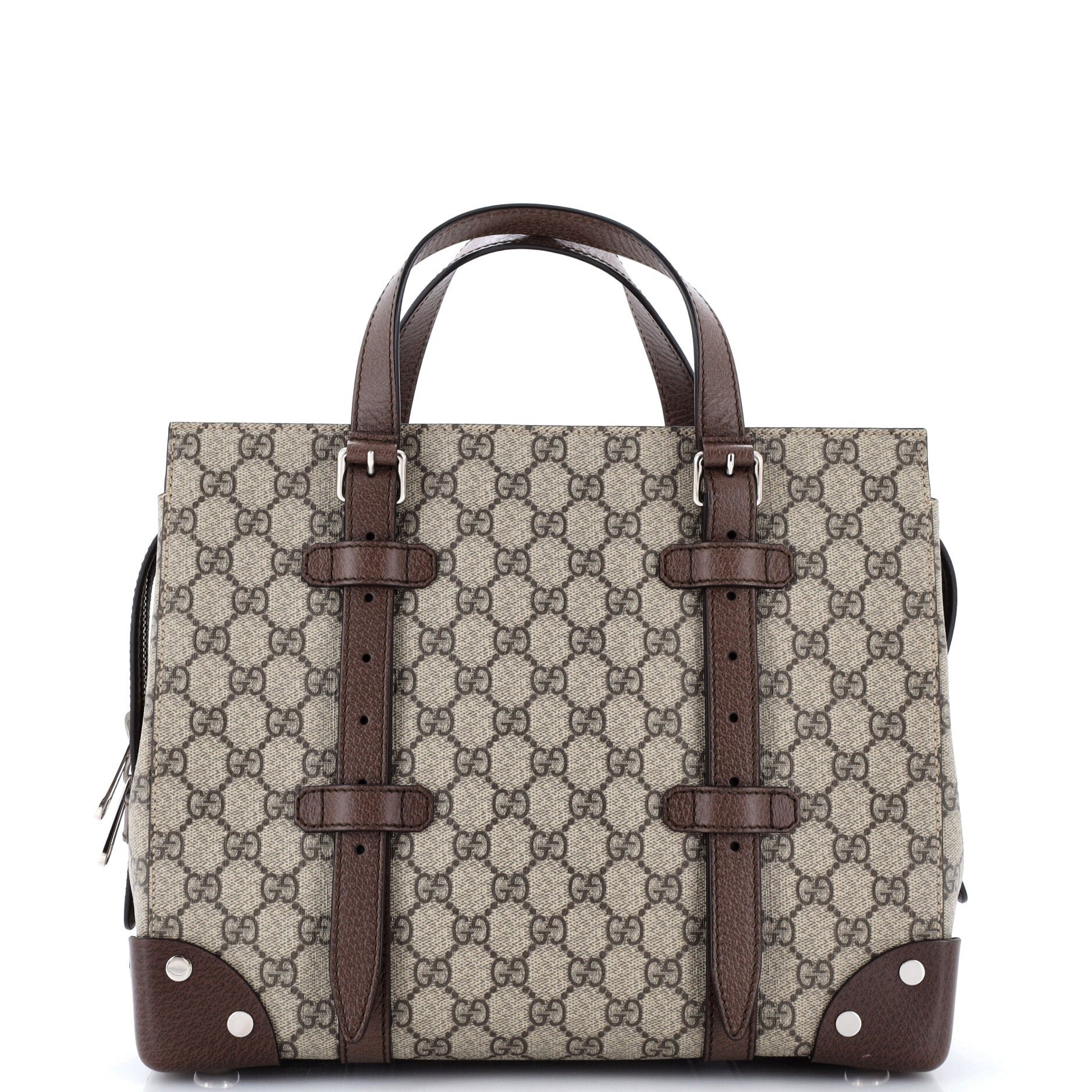 Buckle Travel Tote GG Coated Canvas with Leather Medium