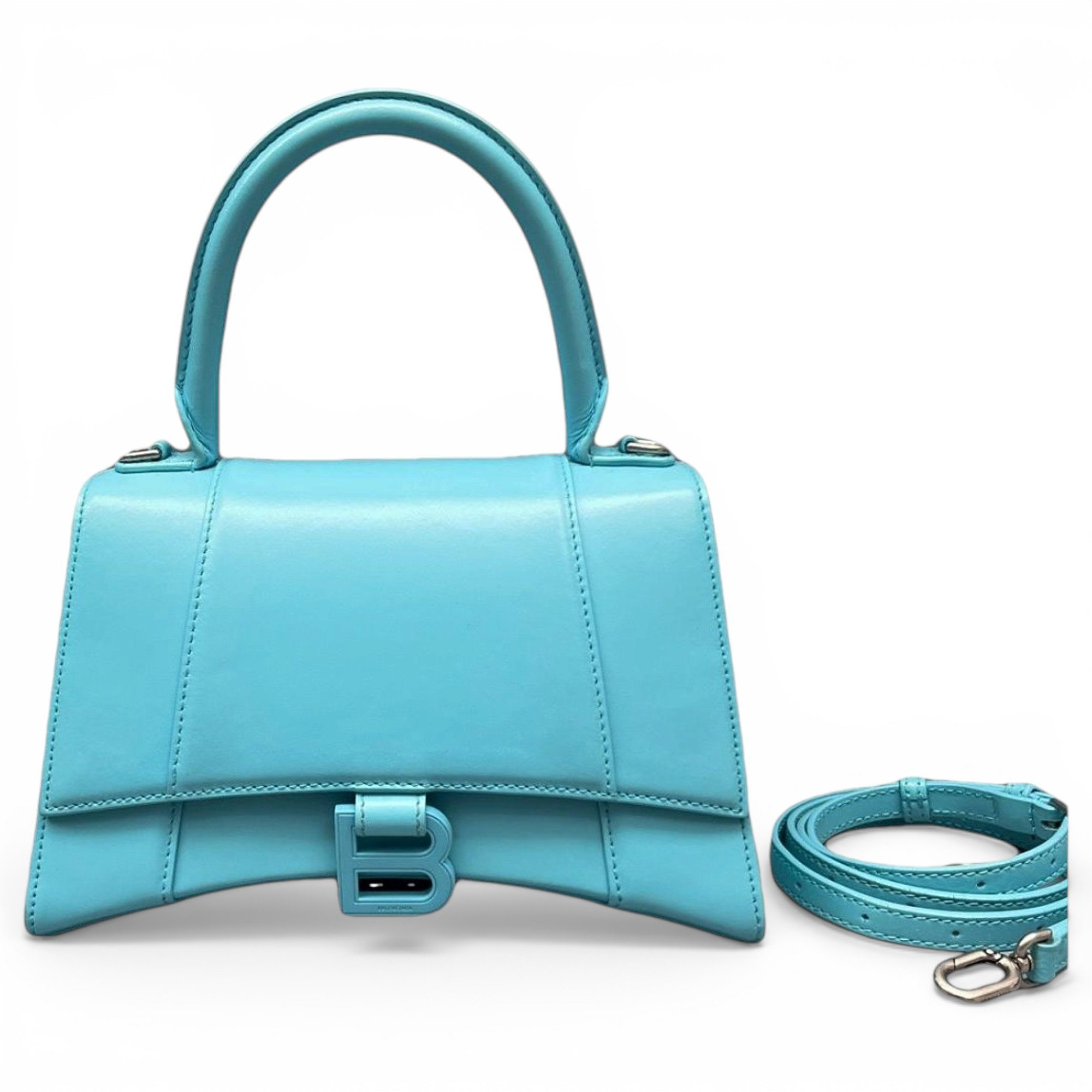 Hourglass leather handbag