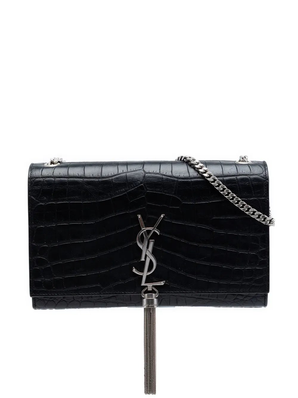 2016 Medium Croc Embossed Leather Kate Tassel crossbody bag
