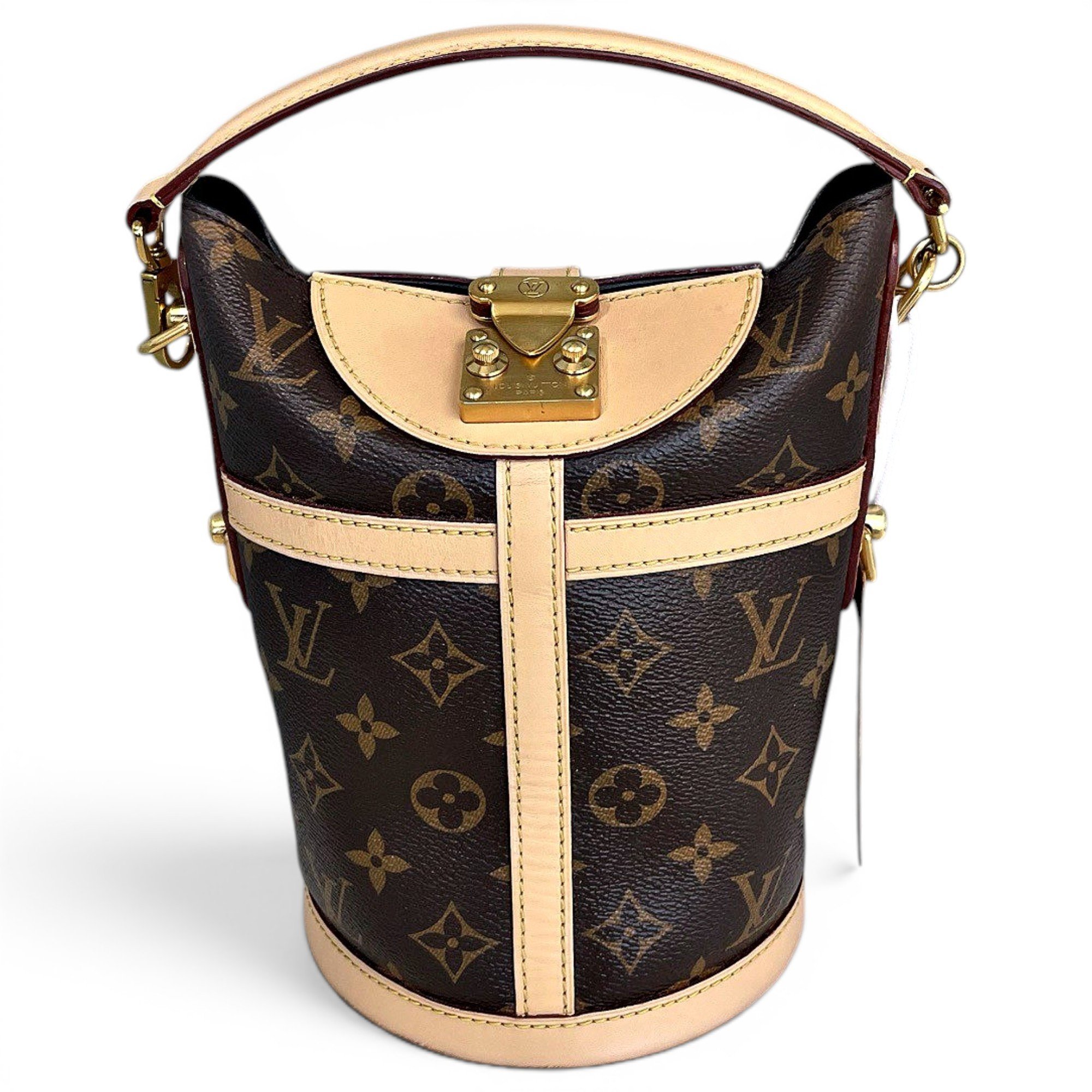Duffle leather handbag