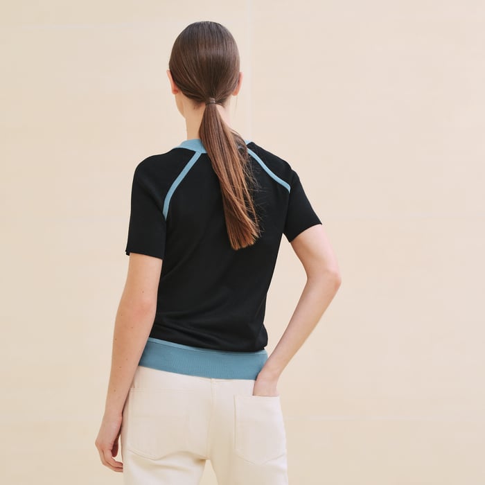Noir "Mors a Jouets Detoure" Short-sleeve Twillaine Fitted Sweater