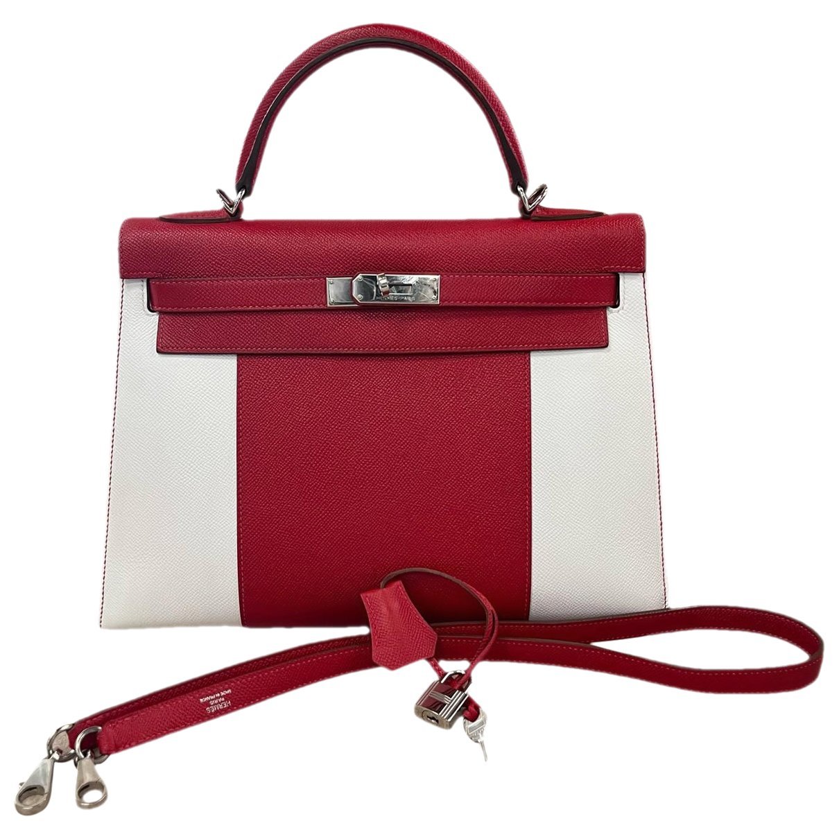 Hermes Kelly 32 Handbag White Epsom Leather 2014
