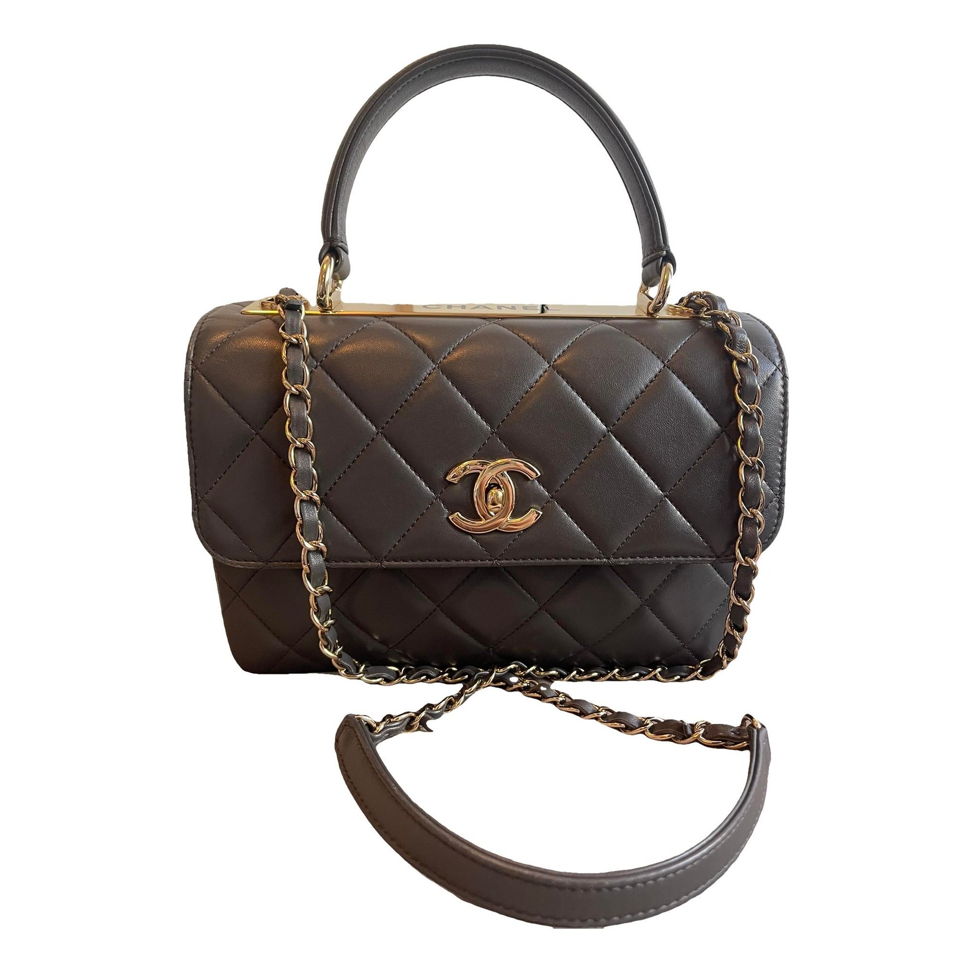 Trendy CC Top Handle leather handbag