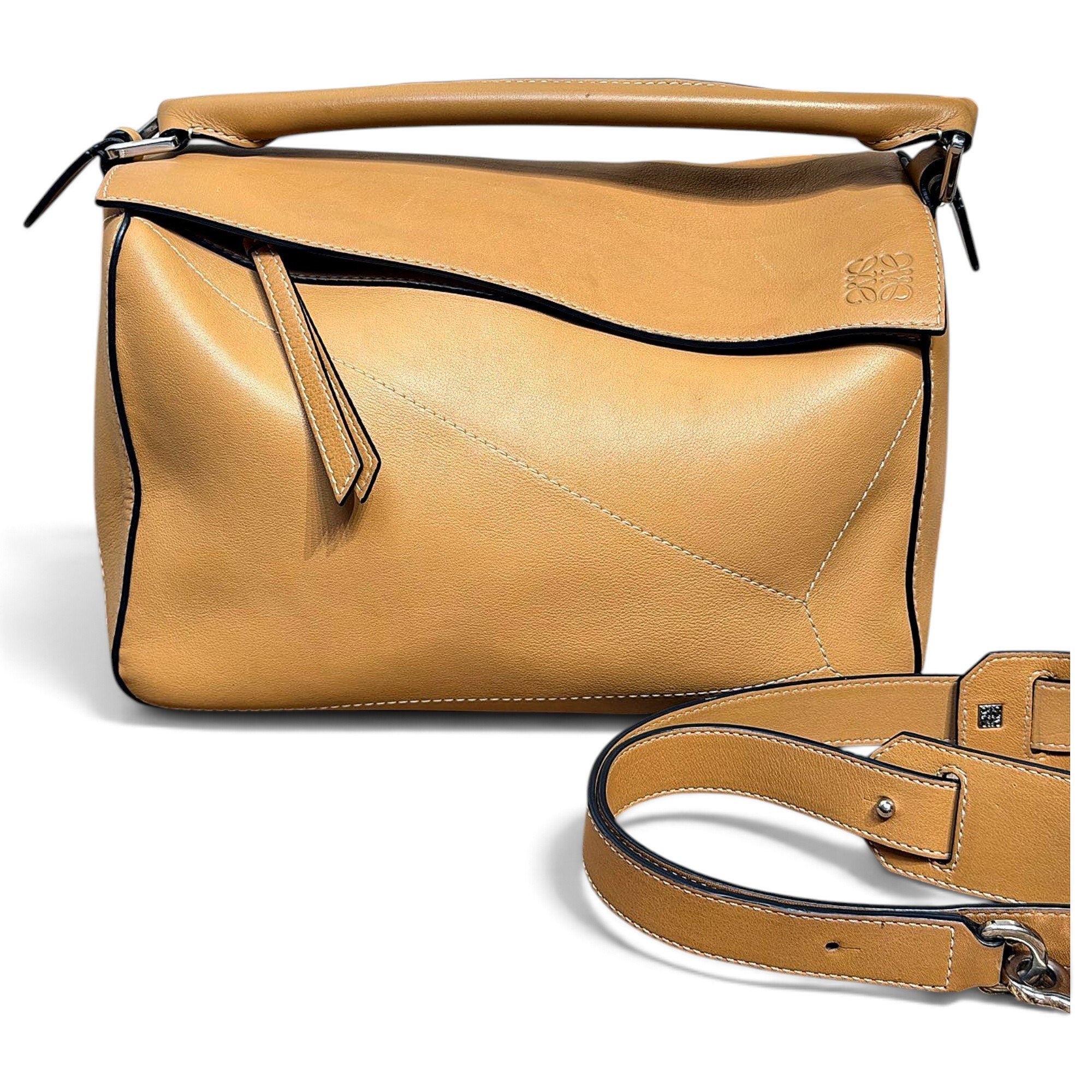 Puzzle leather handbag