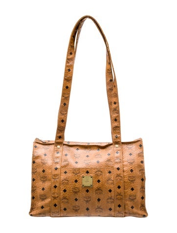 MCM Logo Print Coated Canvas Shoulder Bag