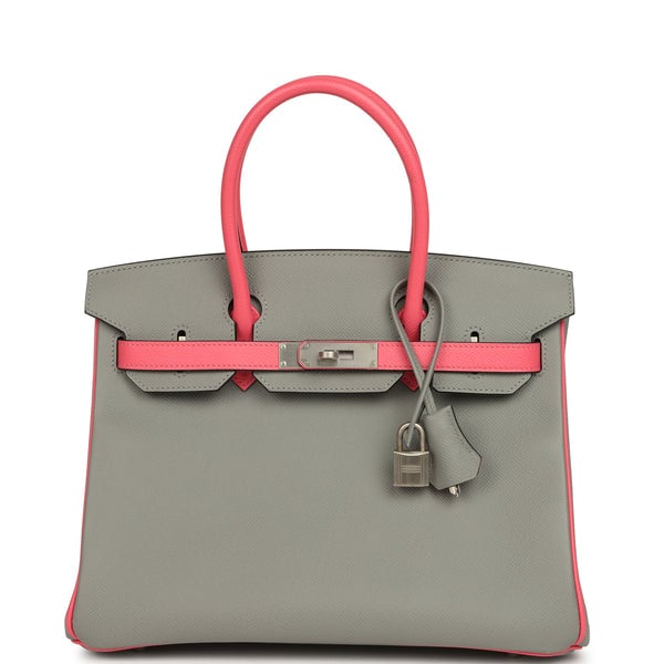 Hermes Hermes Special Order (HSS) Birkin 30 Gris Mouette, Rose Azalee Epsom Brushed Palladium Hardware