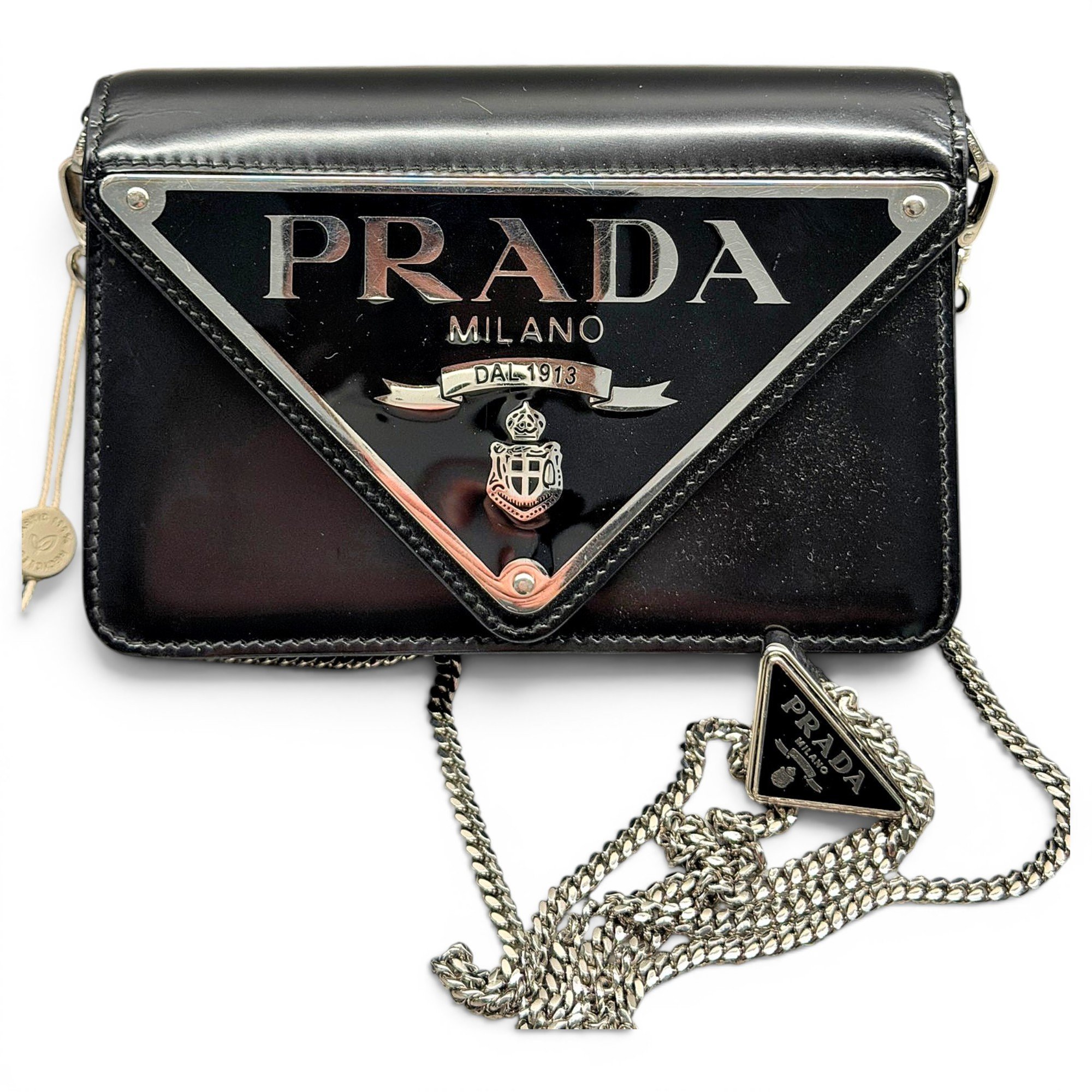Triangle leather crossbody bag