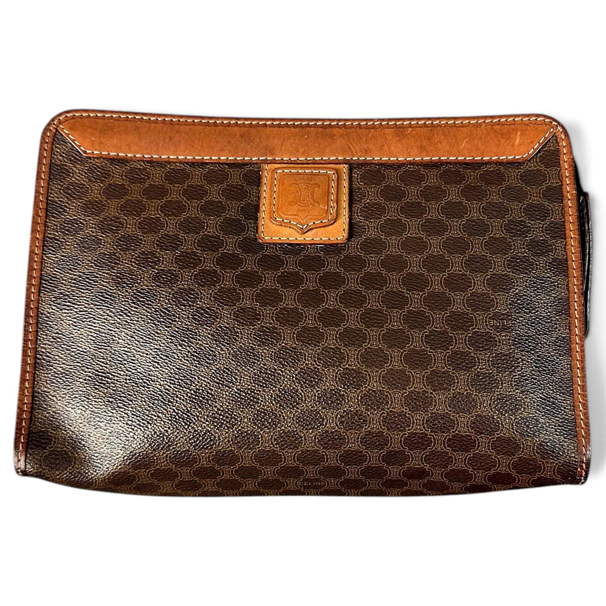Triomphe Vintage leather clutch bag