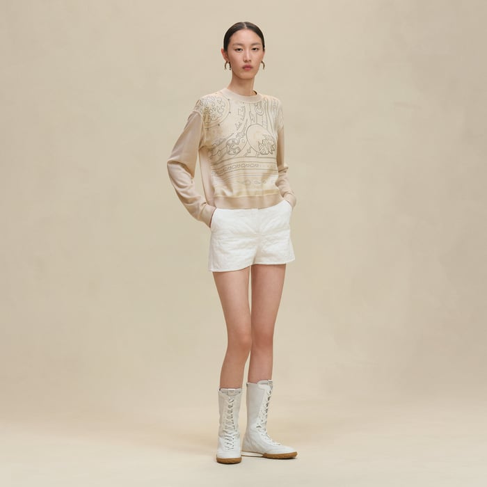 Blanc Perle "Candy Libris" Long-sleeve Twillaine Sweater