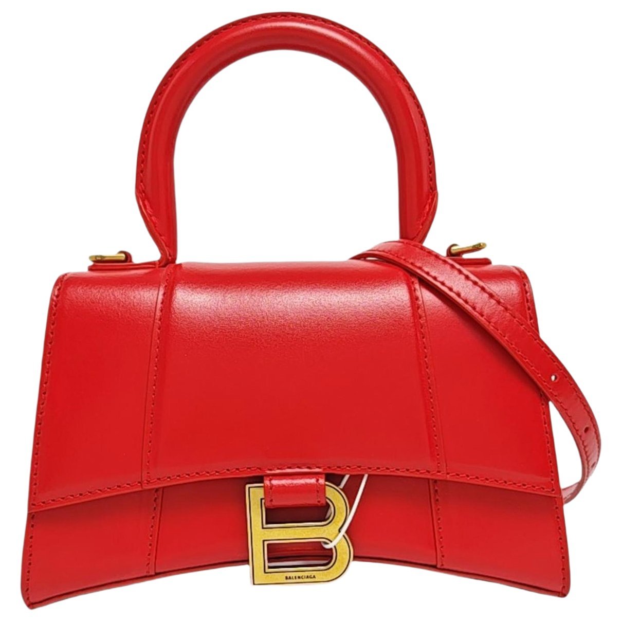 Hourglass leather handbag