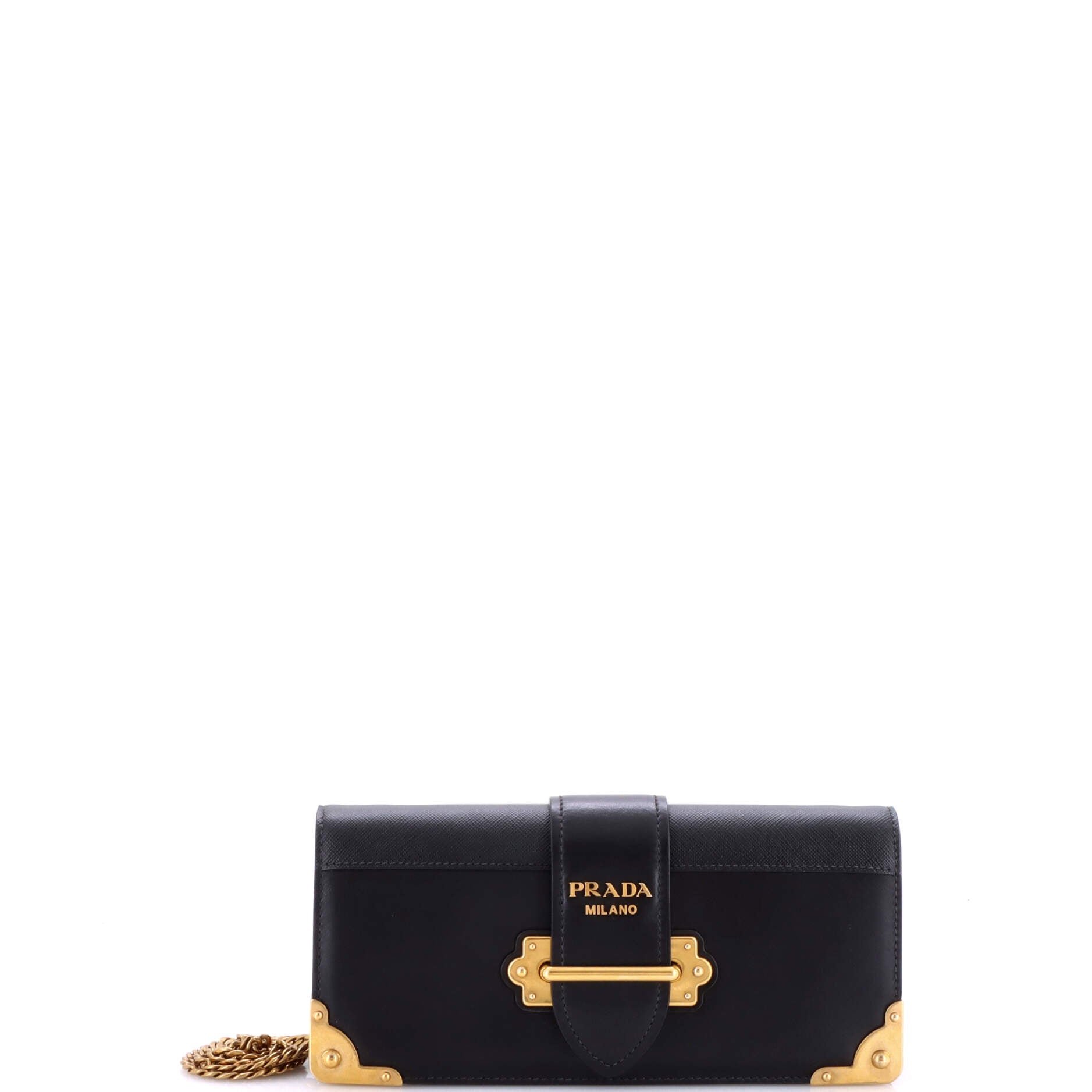 Prada Cahier Chain Clutch City Calf and Saffiano