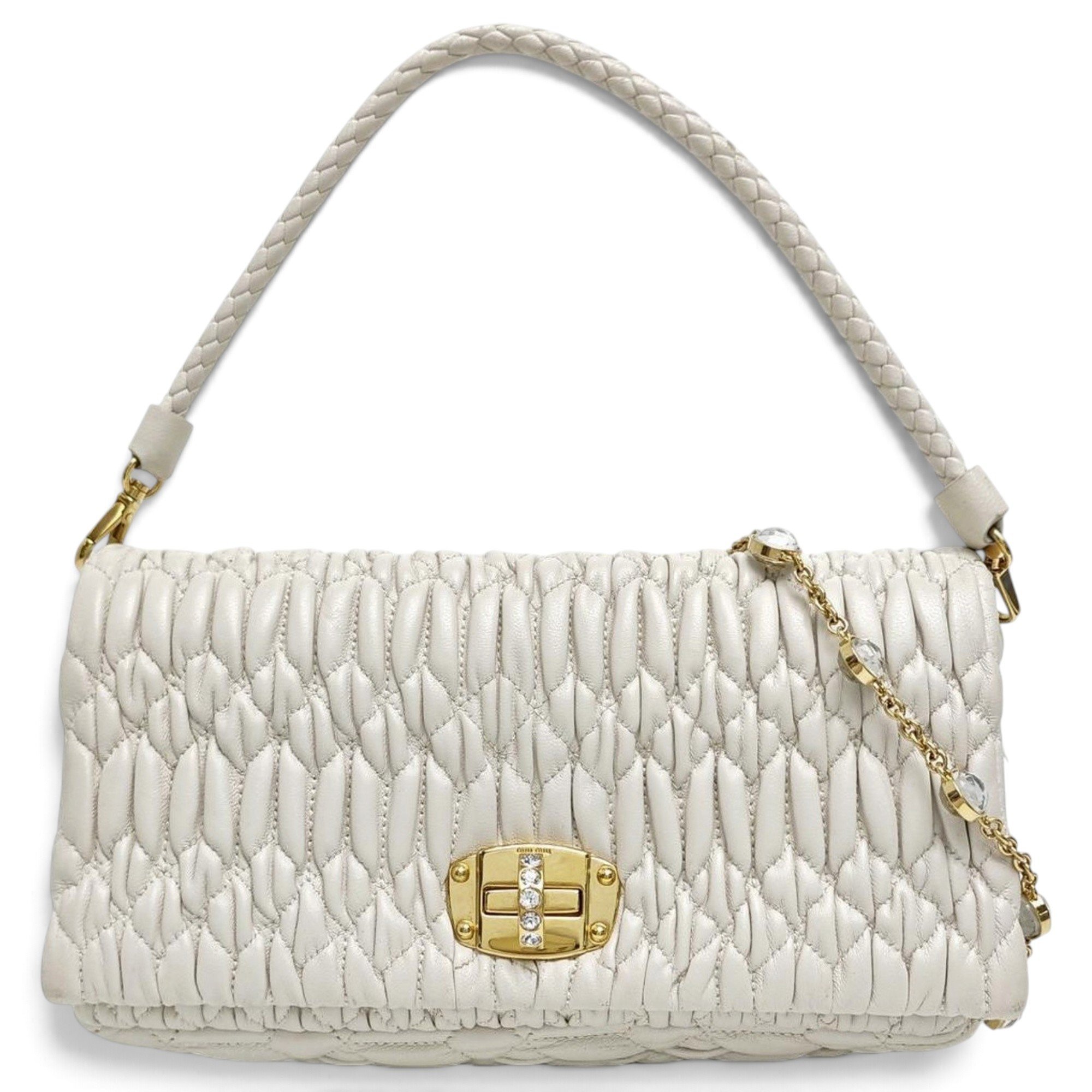 Miu Crystal leather handbag
