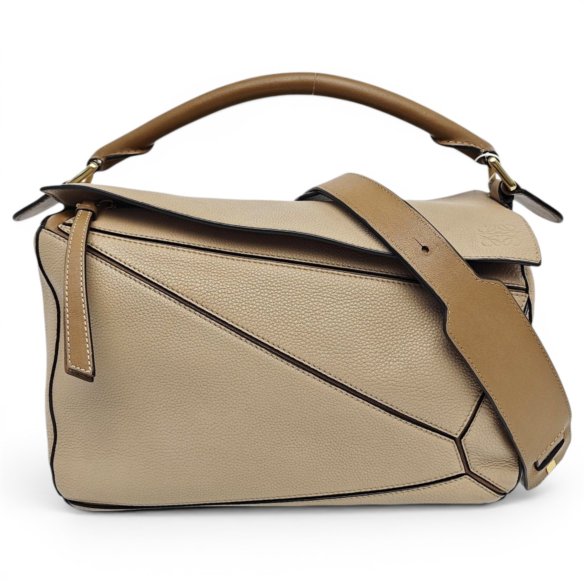 Puzzle leather handbag