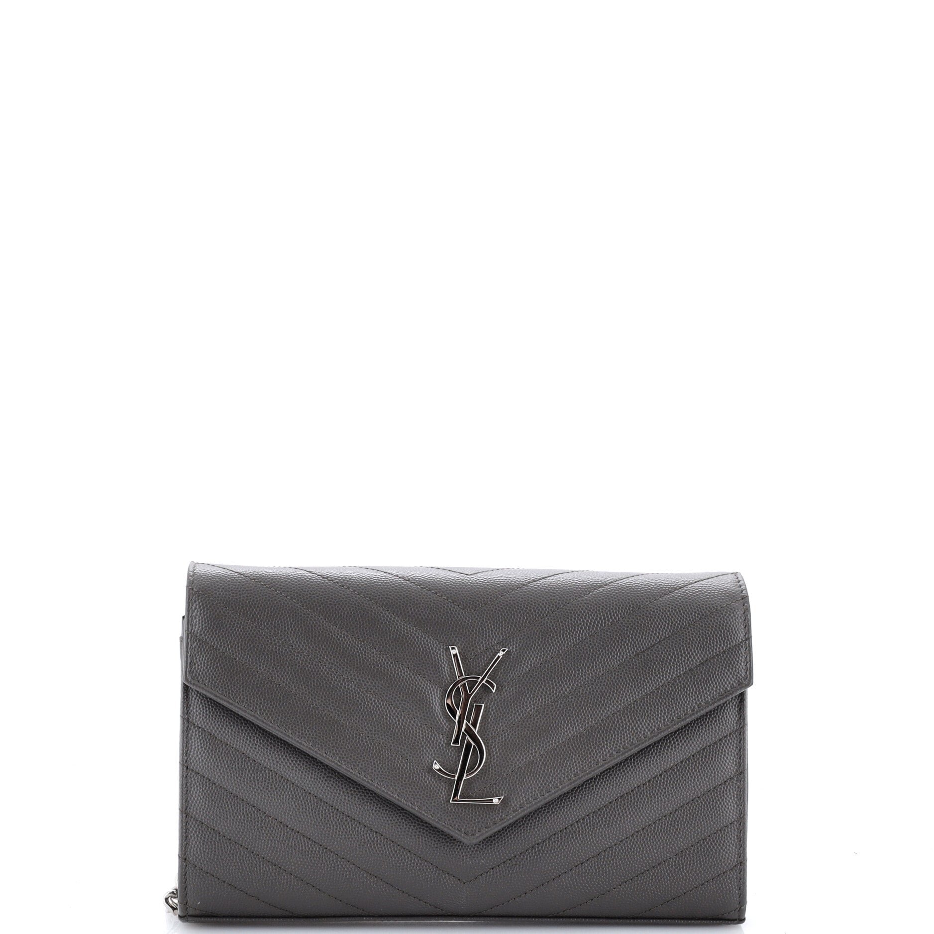 Classic Monogram Wallet on Chain Matelasse Chevron Leather Medium