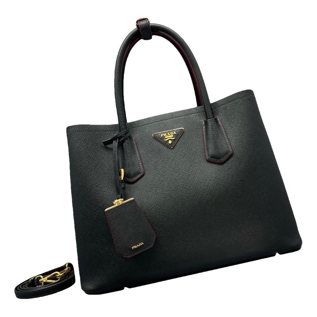 Double leather handbag