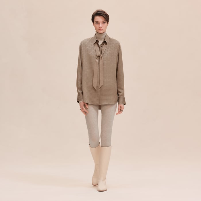 "Mosaique" Ascot Collar Shirt
