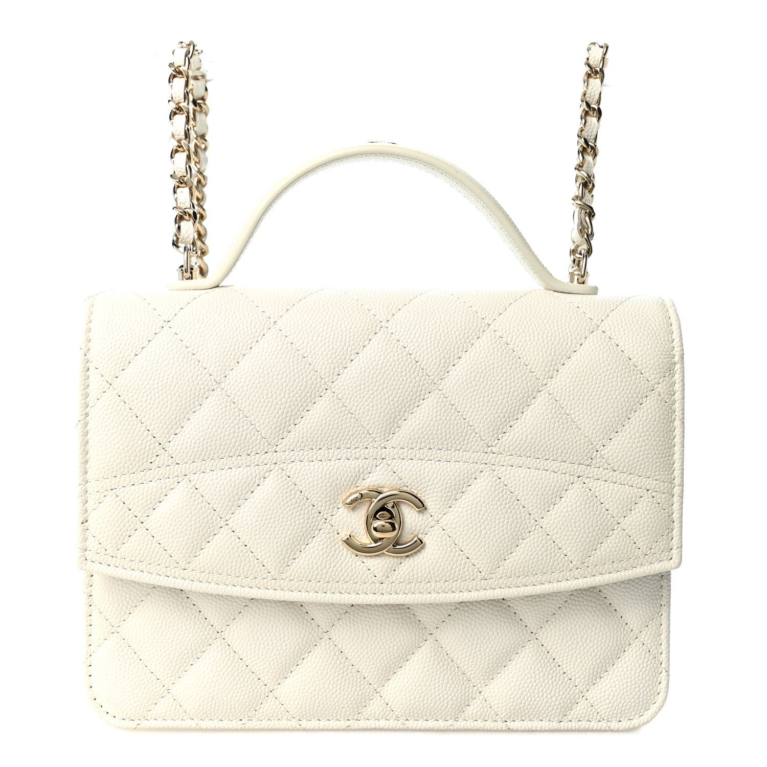 Chanel Caviar Quilted Top Handle Mini Chanel 25 Backpack White