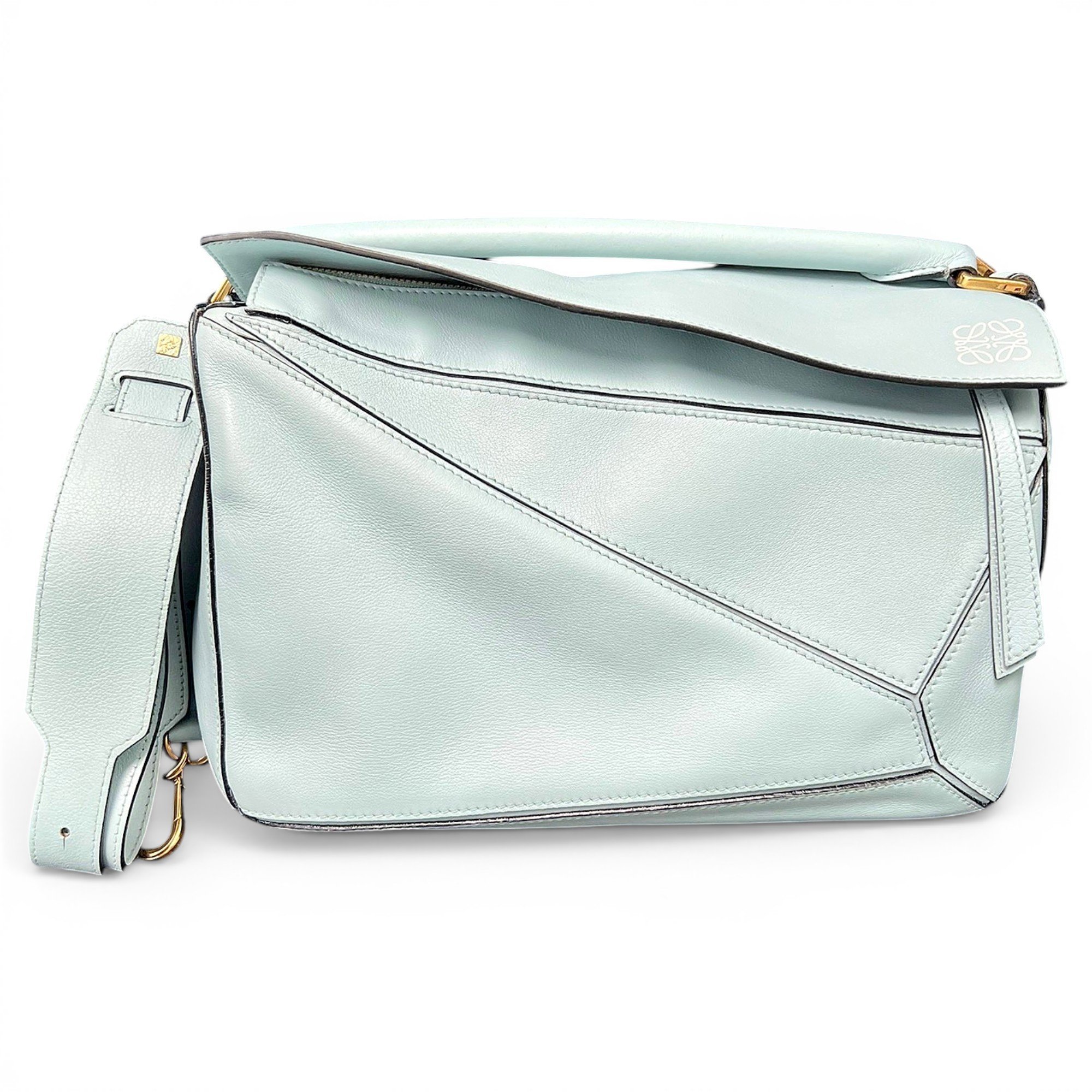 Puzzle leather handbag