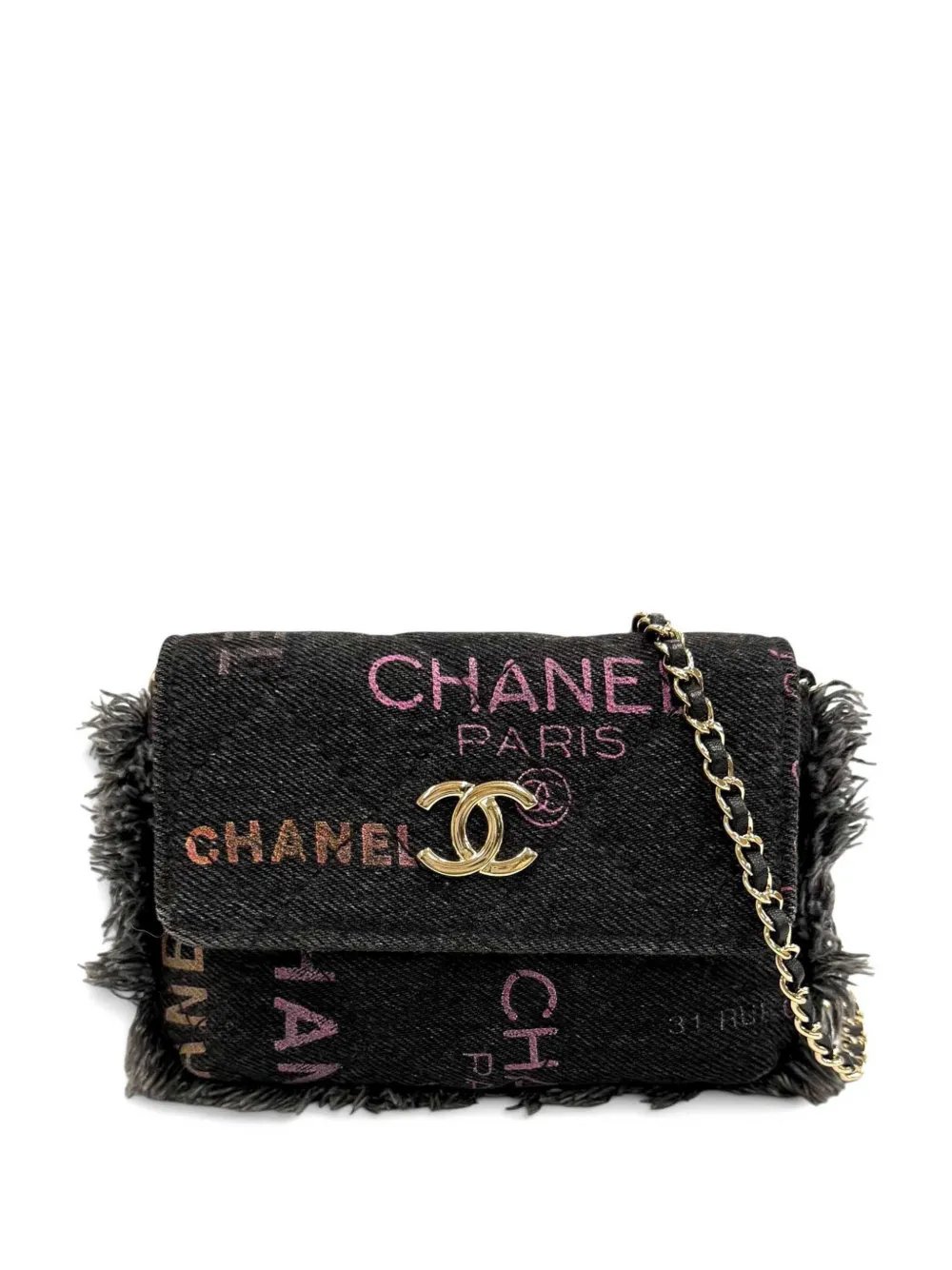 2021 Fringe Denim Mood Clutch with Chain crossbody bag