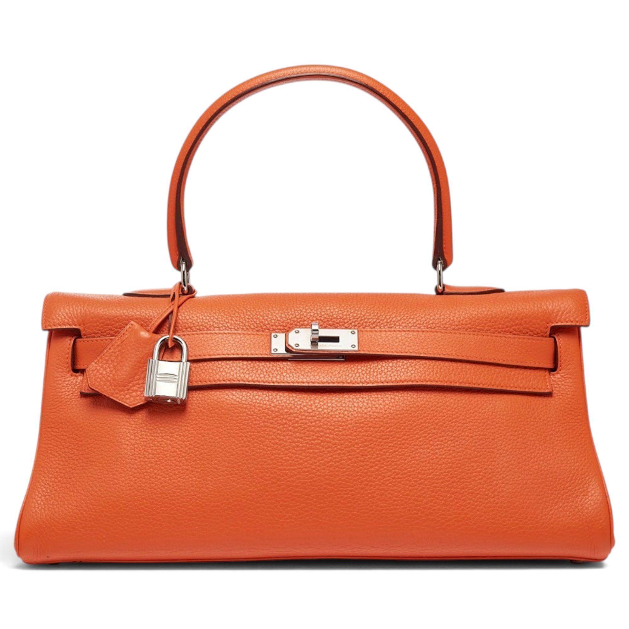 Hermes Kelly Handbag Orange Clemence Leather 2009