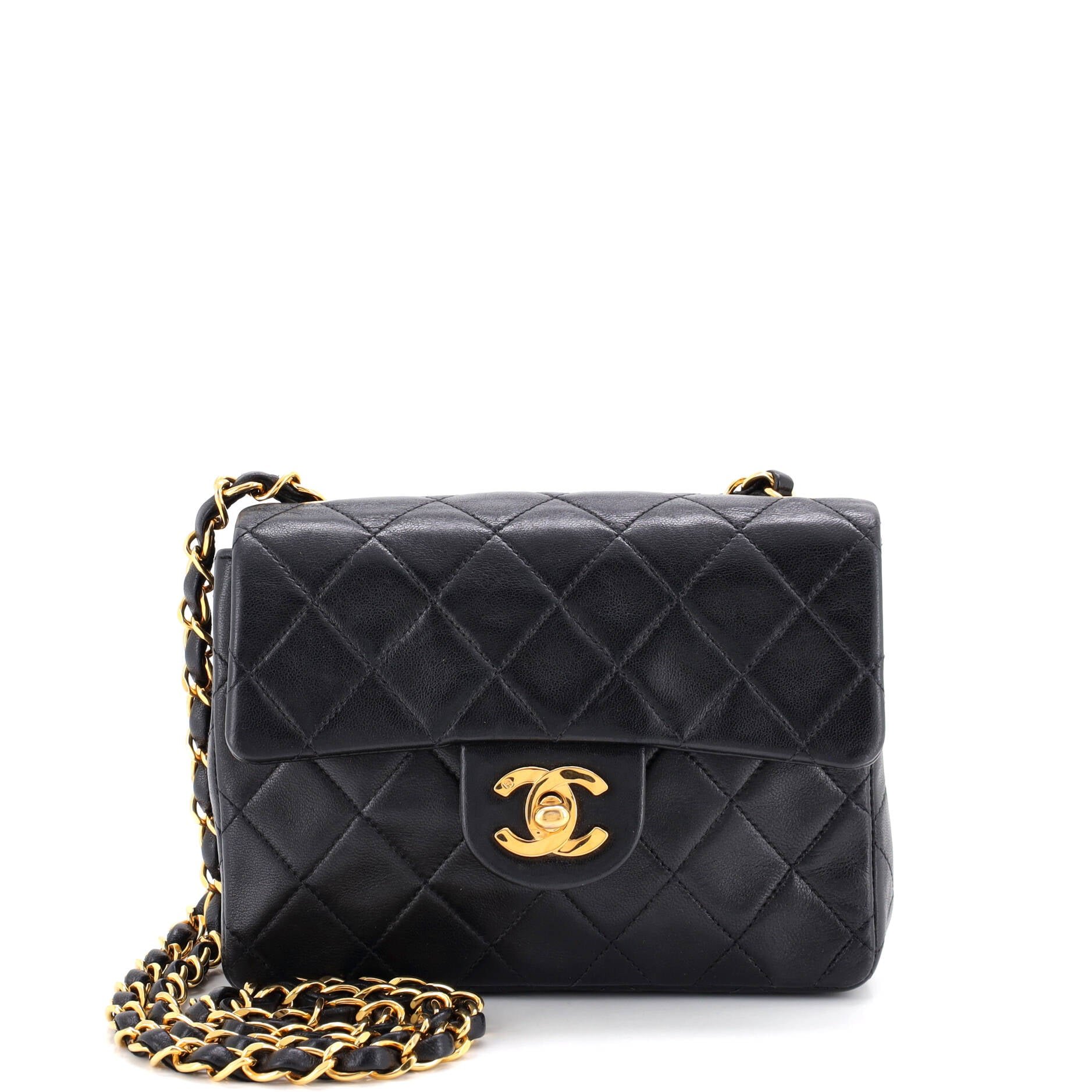 Vintage Square Classic Single Flap Bag Quilted Lambskin Mini