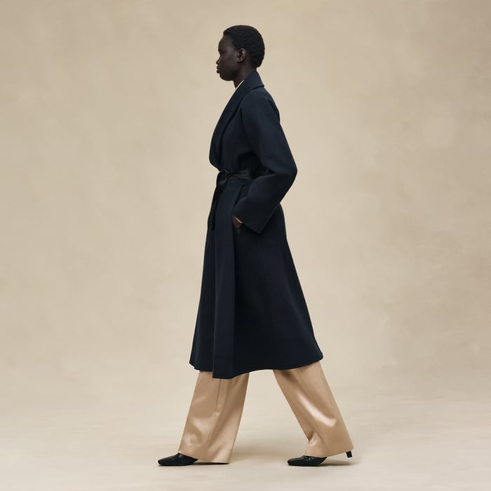 Bleu Noir Long Cashmere Coat