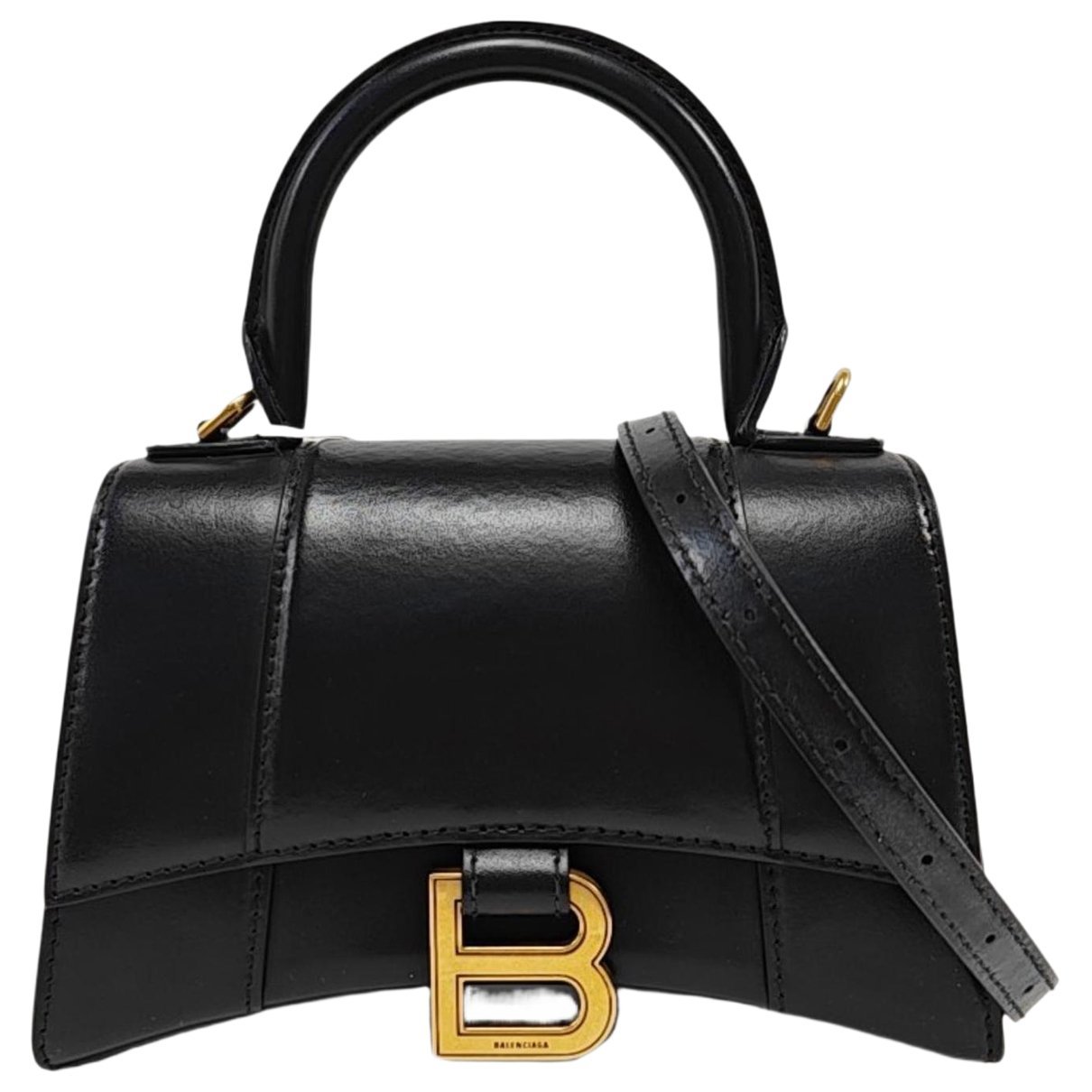 Hourglass leather handbag