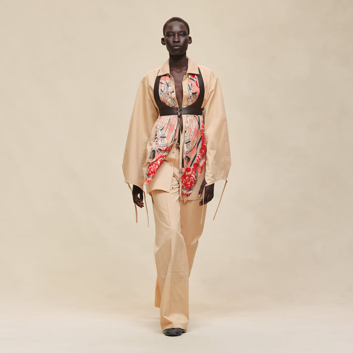 Beige Cajou Low Rise Pants