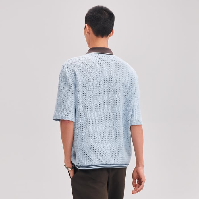 Bleu Glacier "Ajoures Colores" Polo Shirt