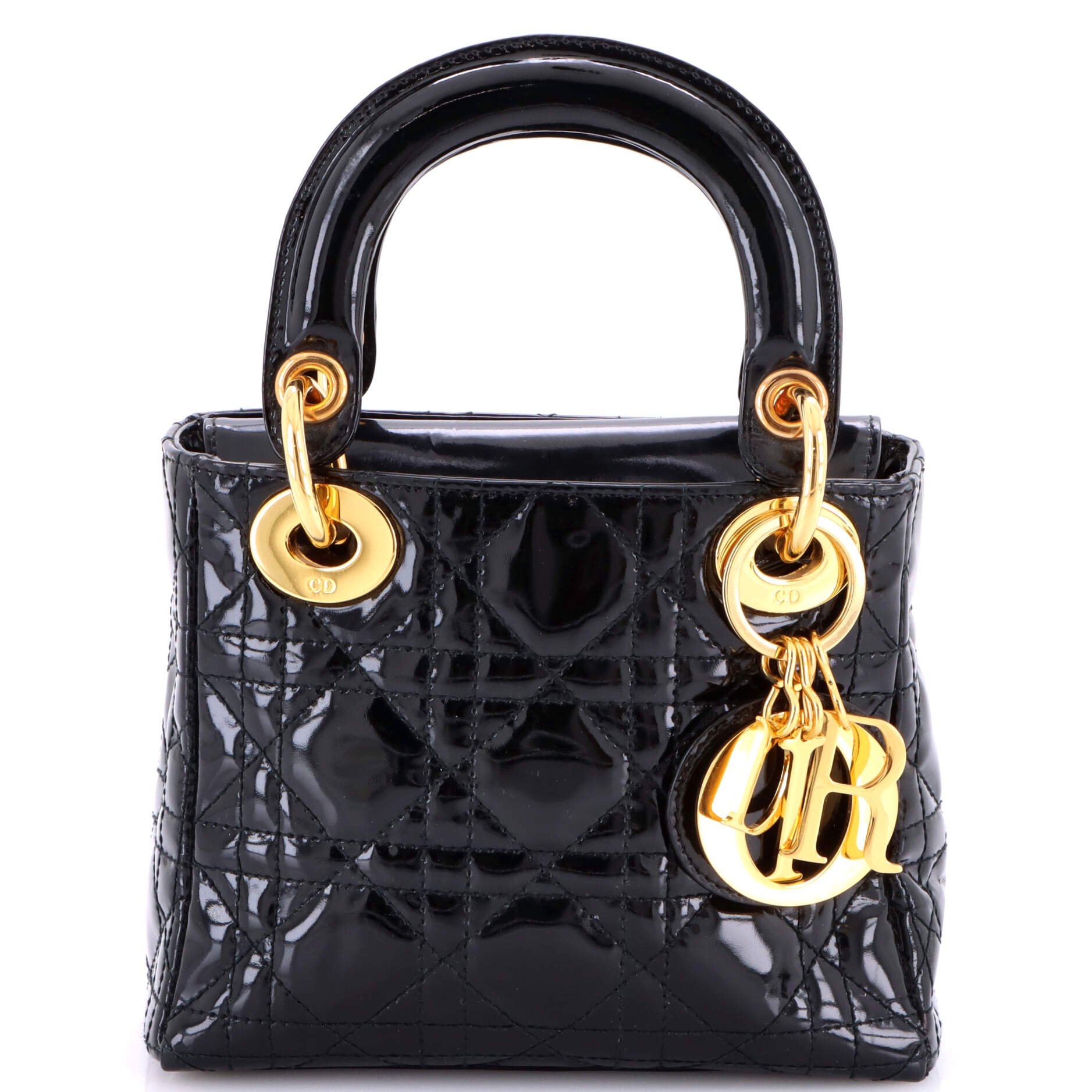 Dior Vintage Lady Dior Bag Cannage Quilt Patent Mini