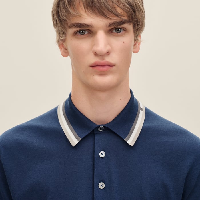 Indigo "Rayures & Twist" Polo Shirt