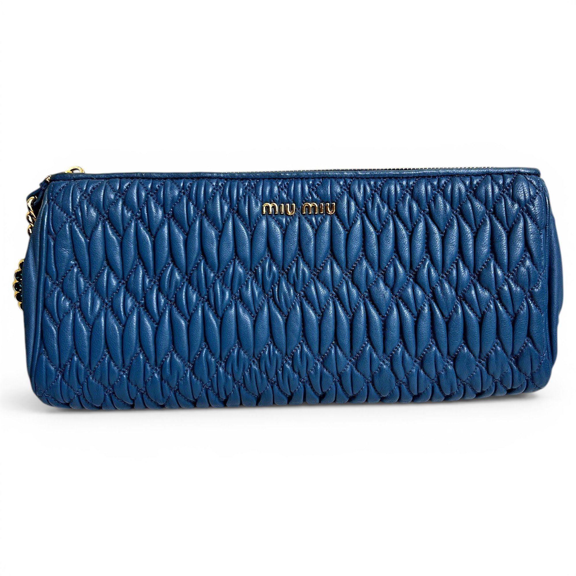 Matelassé leather clutch bag