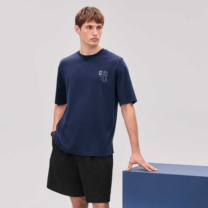 Océan "H Puzzle" T-shirt With Leather Detail