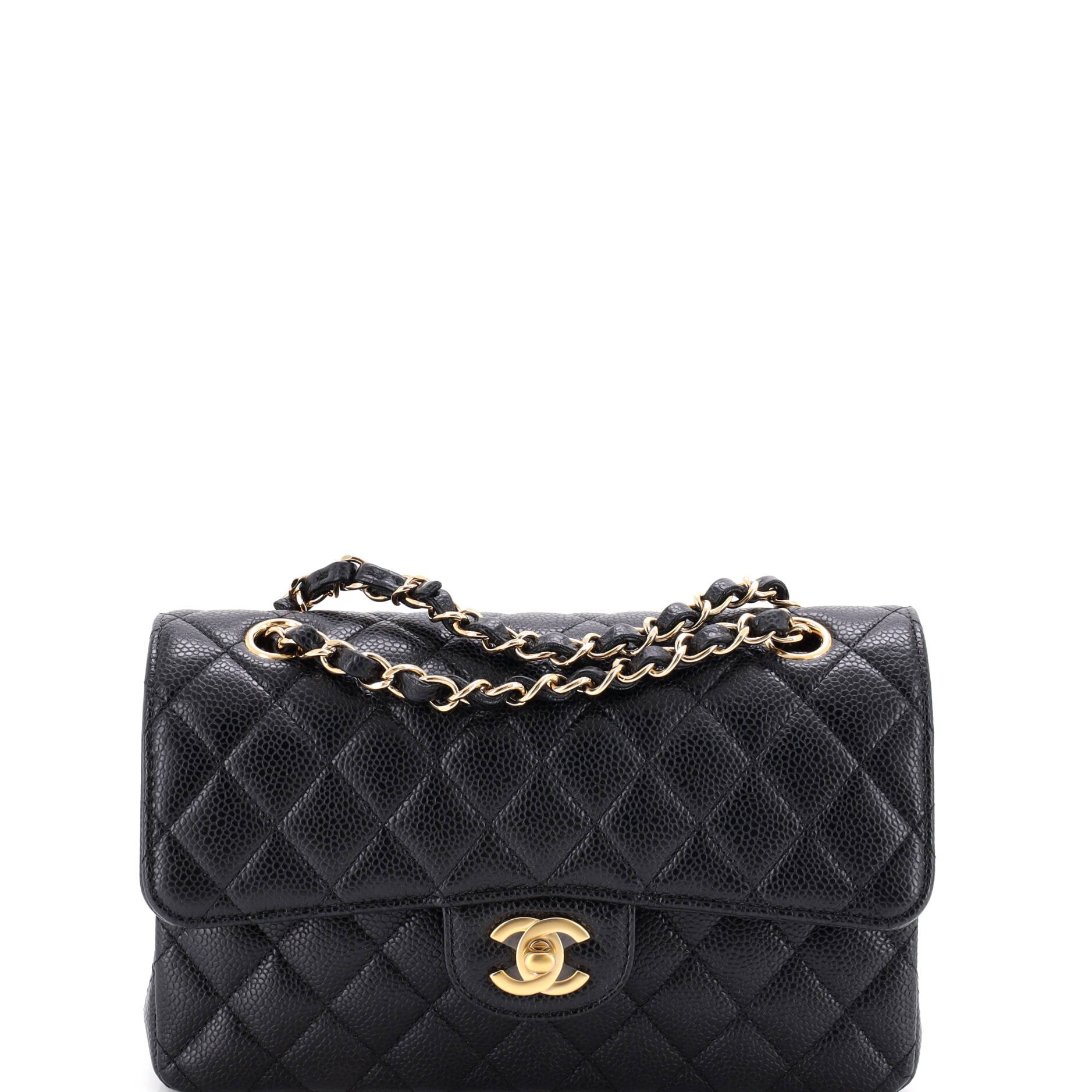 Classic Double Flap Bag Quilted Caviar Small