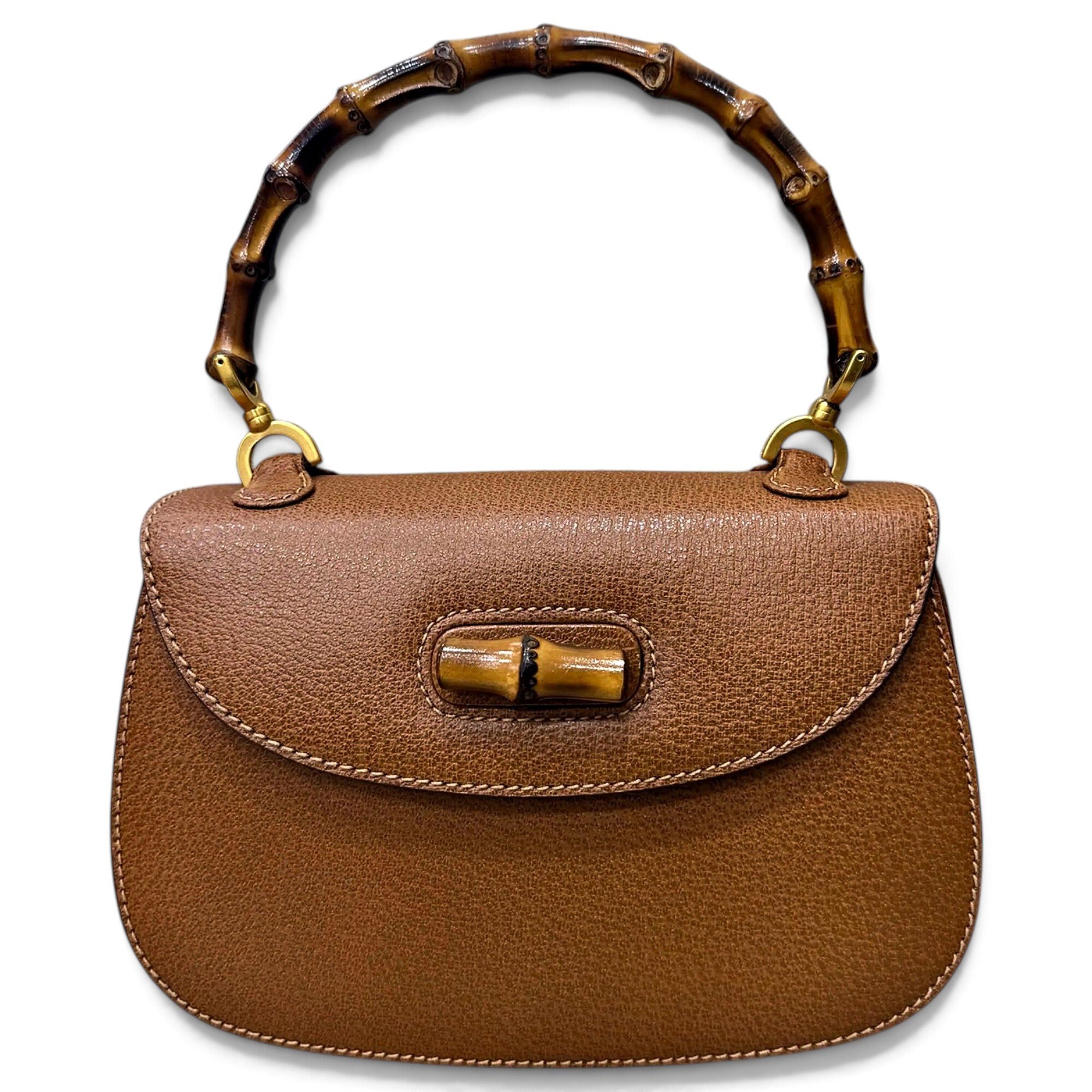 Convertible Bamboo Top Handle leather handbag