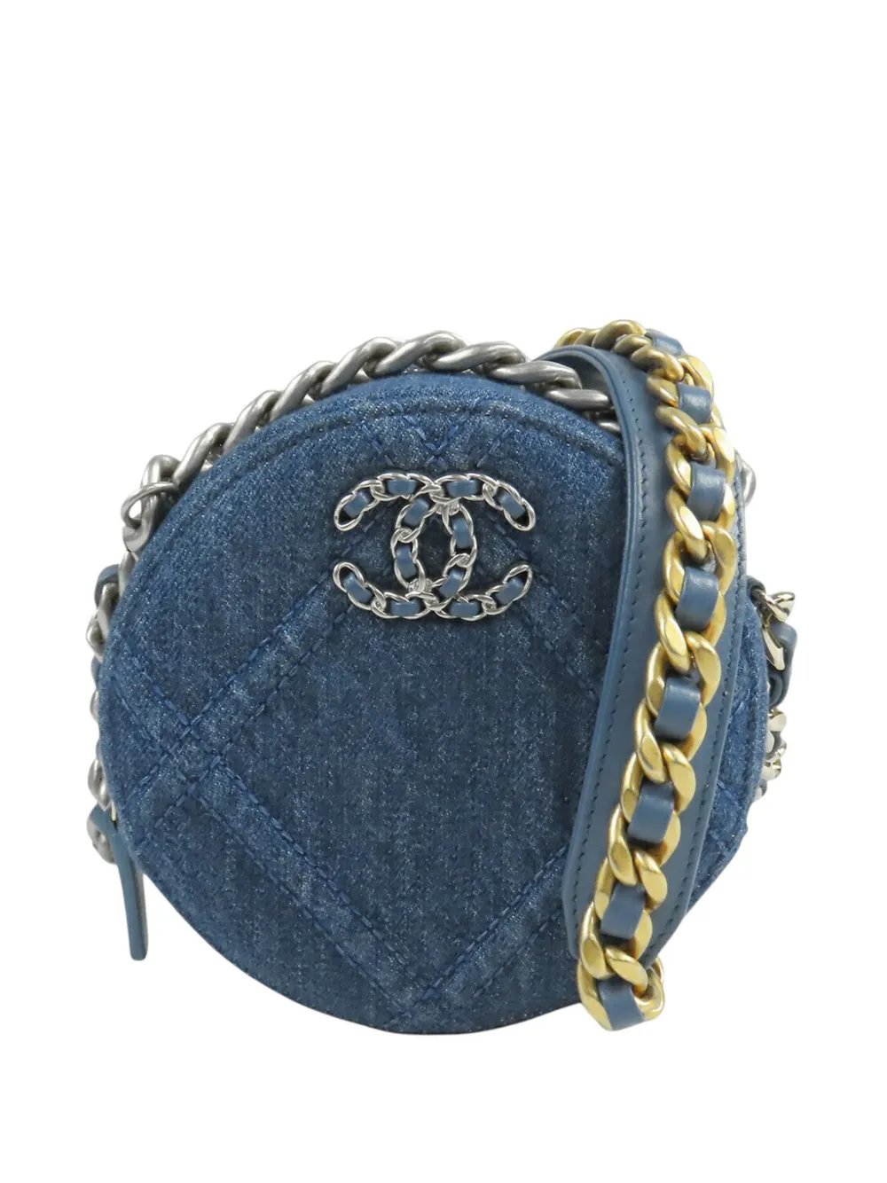 2021 Denim 19 Round Clutch with Chain satchel