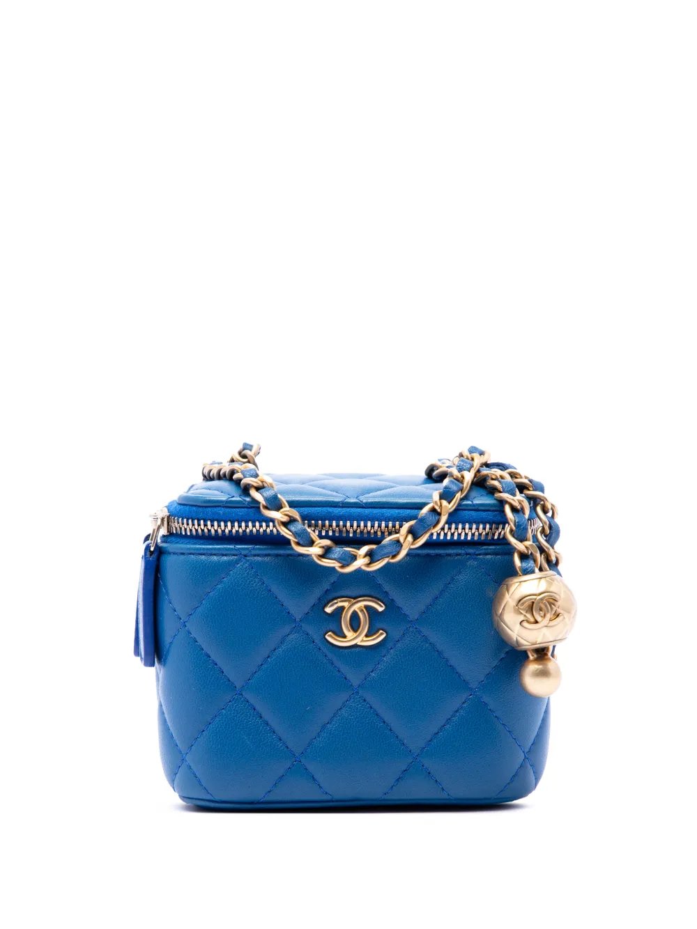 2021-2026 Mini Quilted Lambskin Pearl Crush Vanity Case With Chain crossbody bag